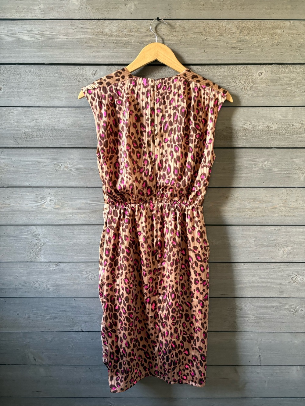 Express Beige and Pink Leopard-Print Sleeveless Midi Dress - Picture 2 of 5
